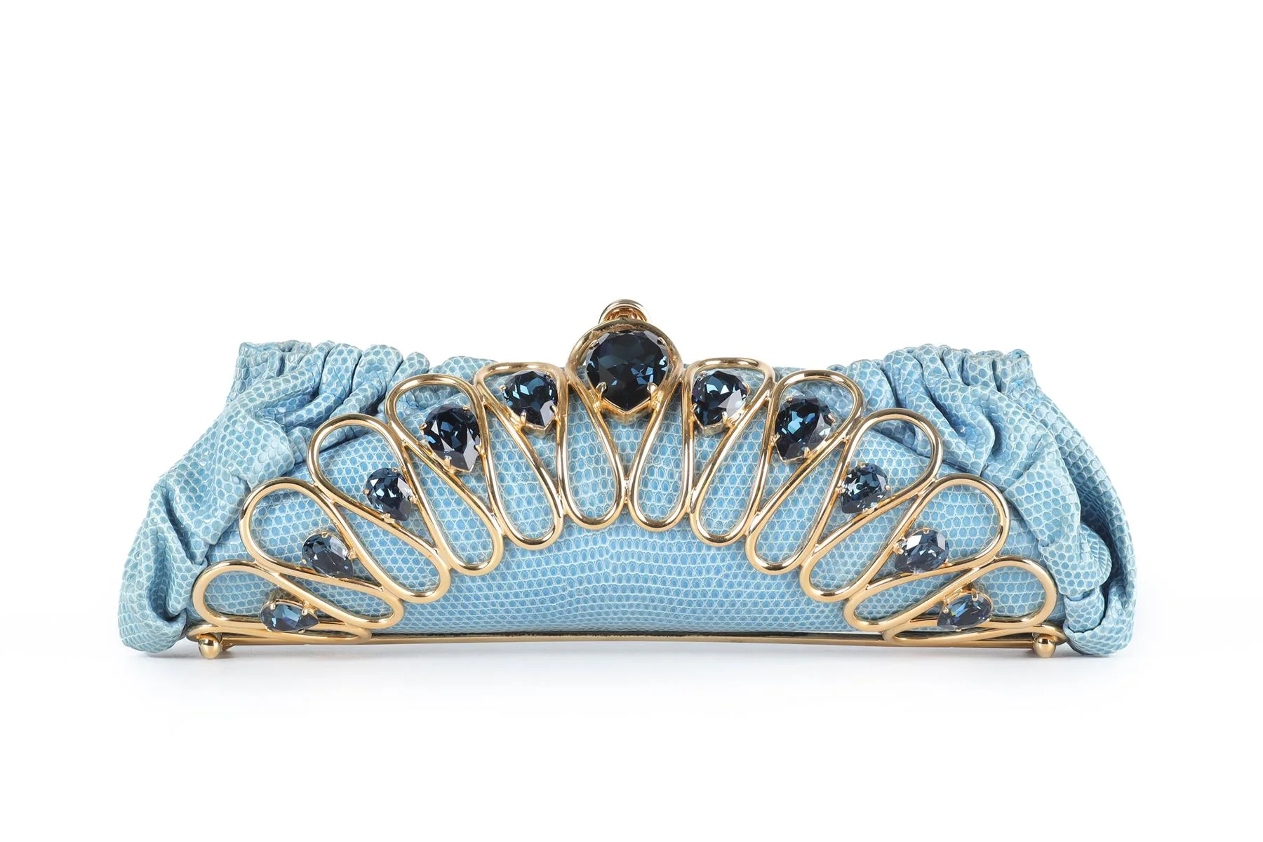 SHANA LONDON BLUE CRYSTAL AND PYTHON CLUTCH - Image 6