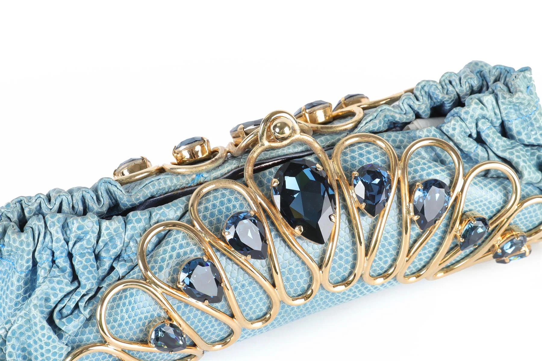 SHANA LONDON BLUE CRYSTAL AND PYTHON CLUTCH - Image 8