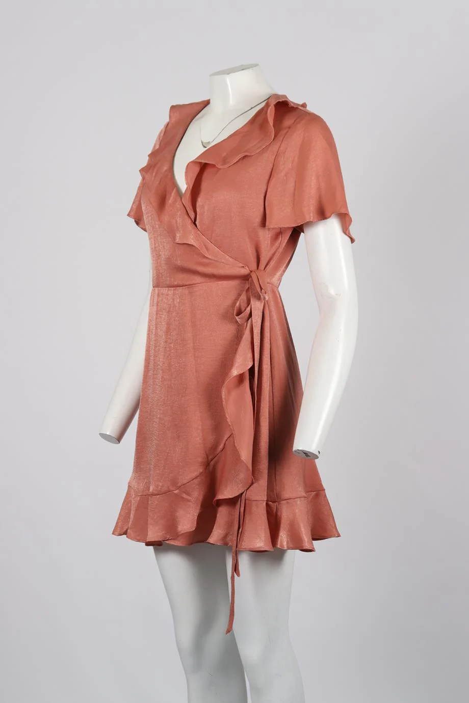 SHOW ME YOUR MUMU SATIN MINI WRAP DRESS LARGE - Image 3
