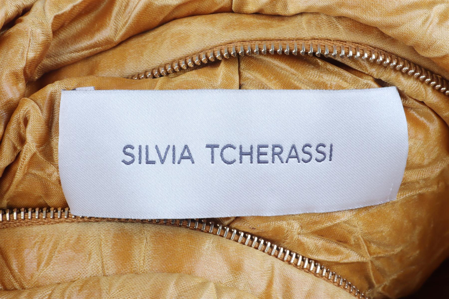 SILVIA TCHERASSI GOLD SOFIA SMALL SATIN TOTE BAG - Image 10