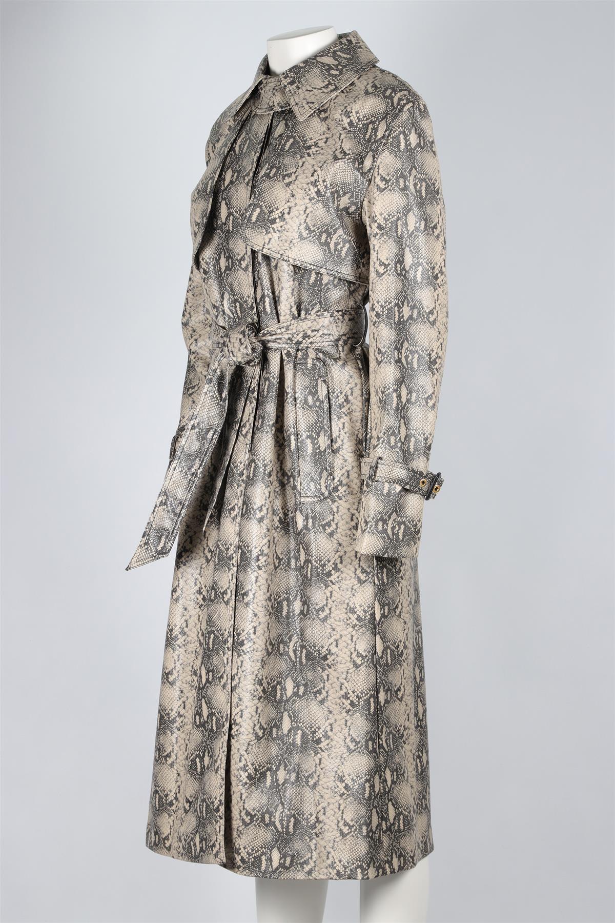 SIMKHAI TAUPE LEATHER TRENCH COAT SMALL - Image 3