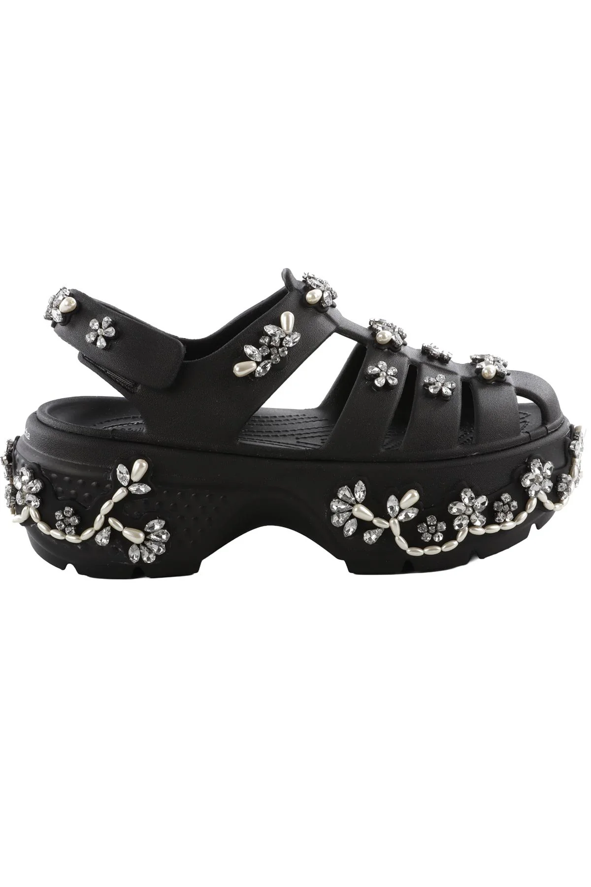 Simone Rocha + Crocs Black Stomp Rubber Platform Sandals UK 3-4