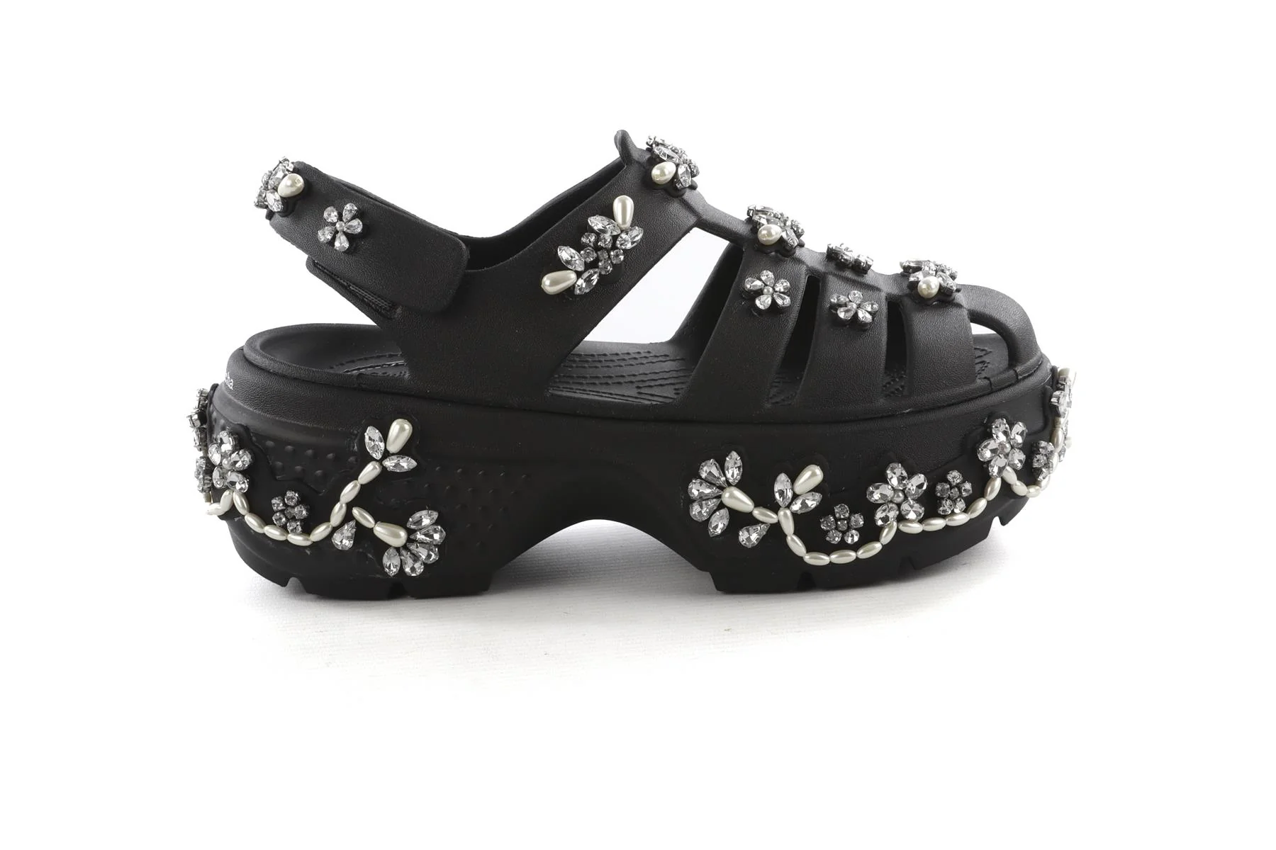 Simone Rocha + Crocs Black Stomp Rubber Platform Sandals UK 3-4 - Image 2