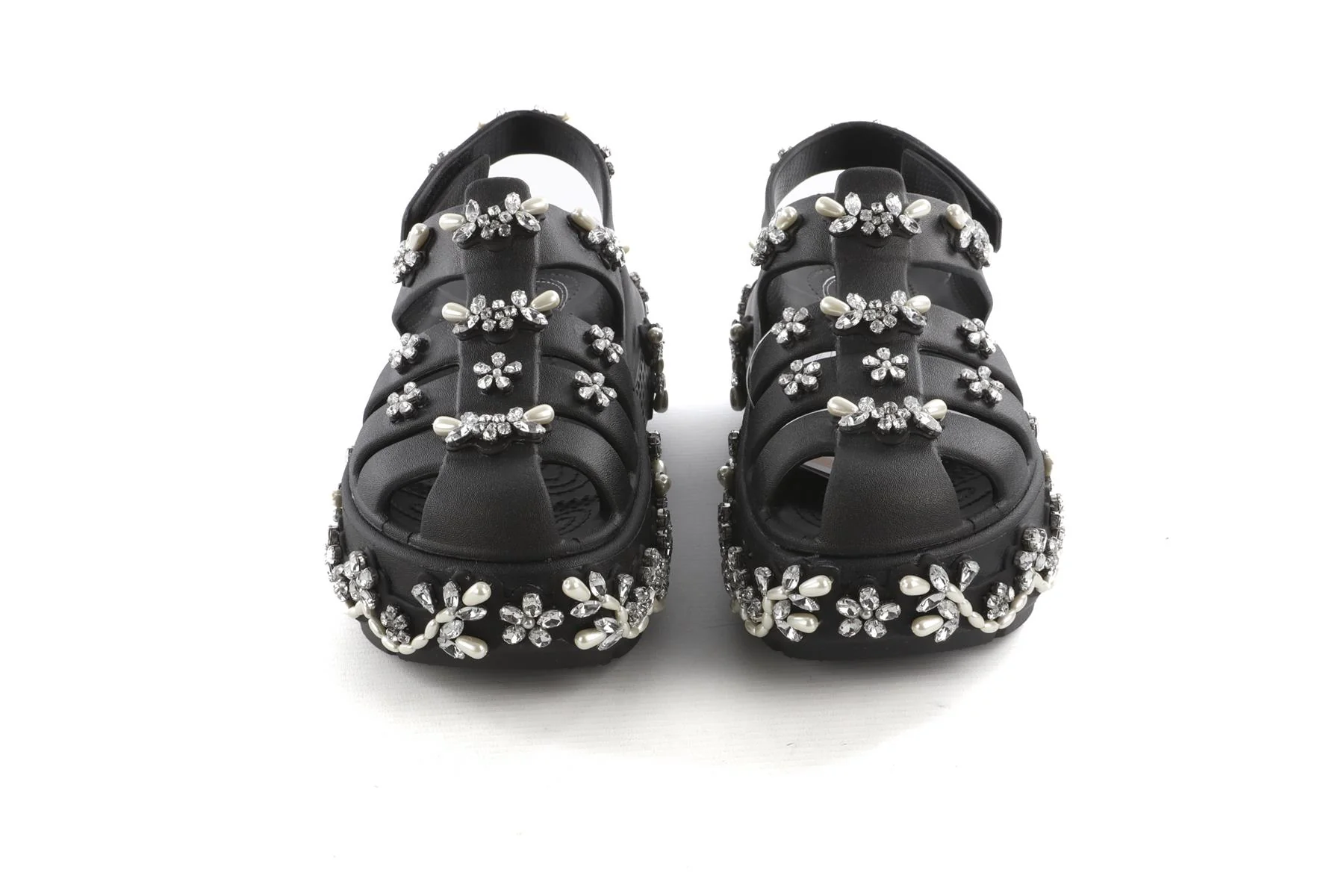 Simone Rocha + Crocs Black Stomp Rubber Platform Sandals UK 3-4 - Image 3
