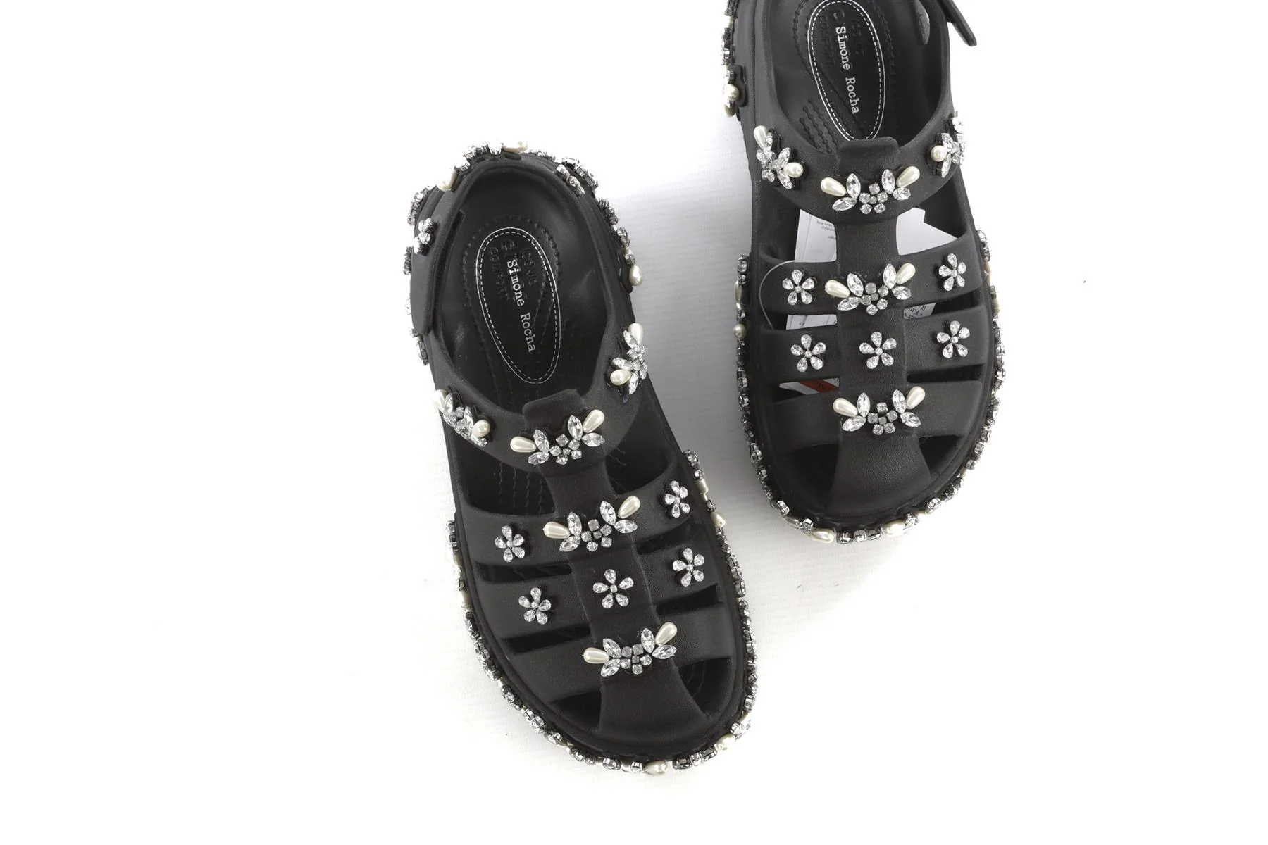 Simone Rocha + Crocs Black Stomp Rubber Platform Sandals UK 3-4 - Image 4