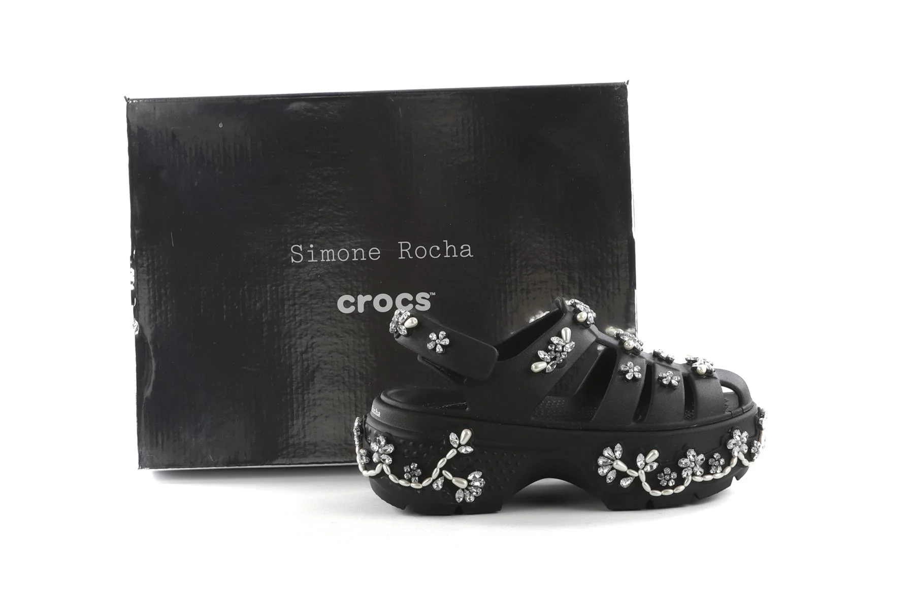 Simone Rocha + Crocs Black Stomp Rubber Platform Sandals UK 3-4 - Image 7