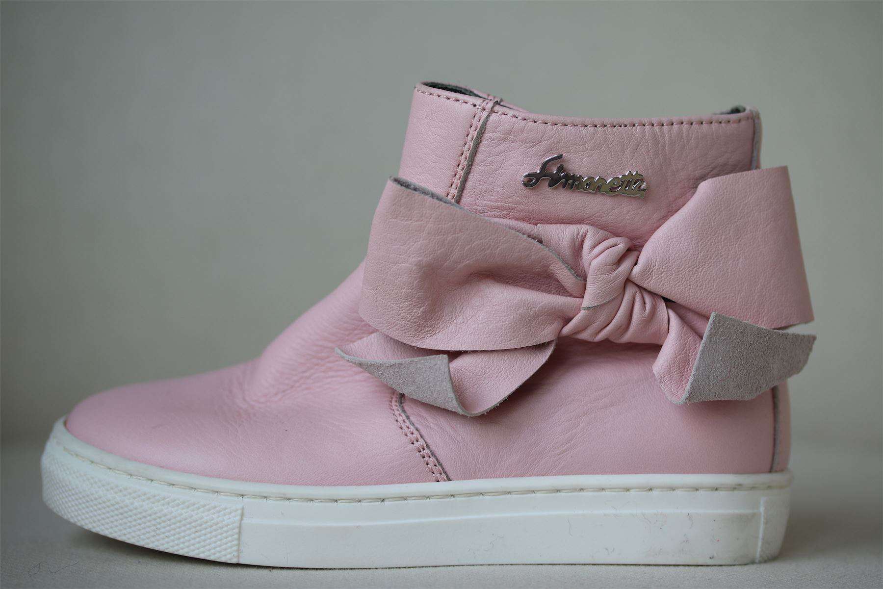 SIMONETTA GIRLS PINK LEATHER ANKLE BOOTS WITH BOWS EU 26 UK 8.5