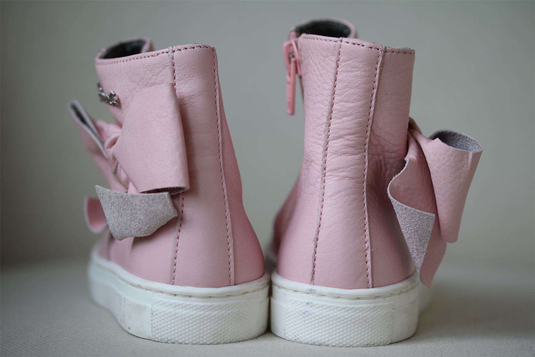 SIMONETTA GIRLS PINK LEATHER ANKLE BOOTS WITH BOWS EU 26 UK 8.5 - Image 3