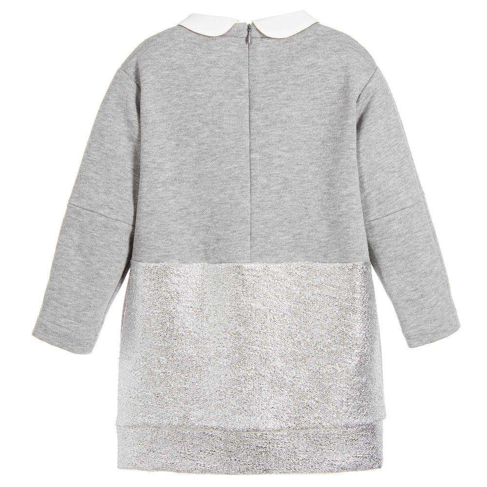 SIMONETTA MINI GIRLS GREY SWEATSHIRT JERSEY DRESS WITH BEAR 3 YEARS - Image 2