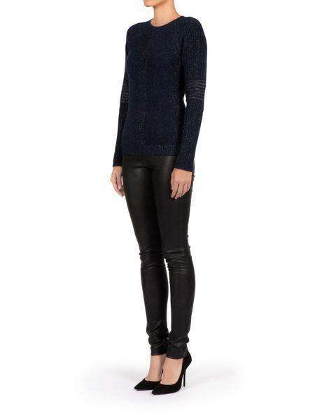 SIRAN RIB REGULAR NAVY CASHMERE AND LUREX SWEATER IT 40 UK 8 - Image 4