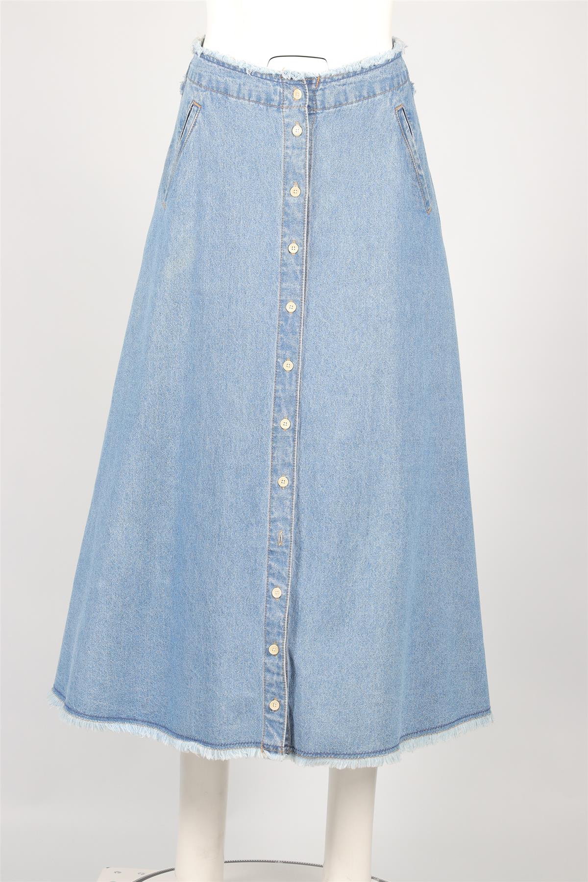 SJYP BLUE DENIM MAXI SKIRT SMALL - Image 2