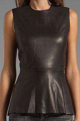 SKAIST TAYLOR BLACK LEATHER PEPLUM TOP UK 8 US 4 - Image 5