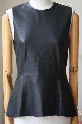 SKAIST TAYLOR BLACK LEATHER PEPLUM TOP UK 8 US 4 - Image 7