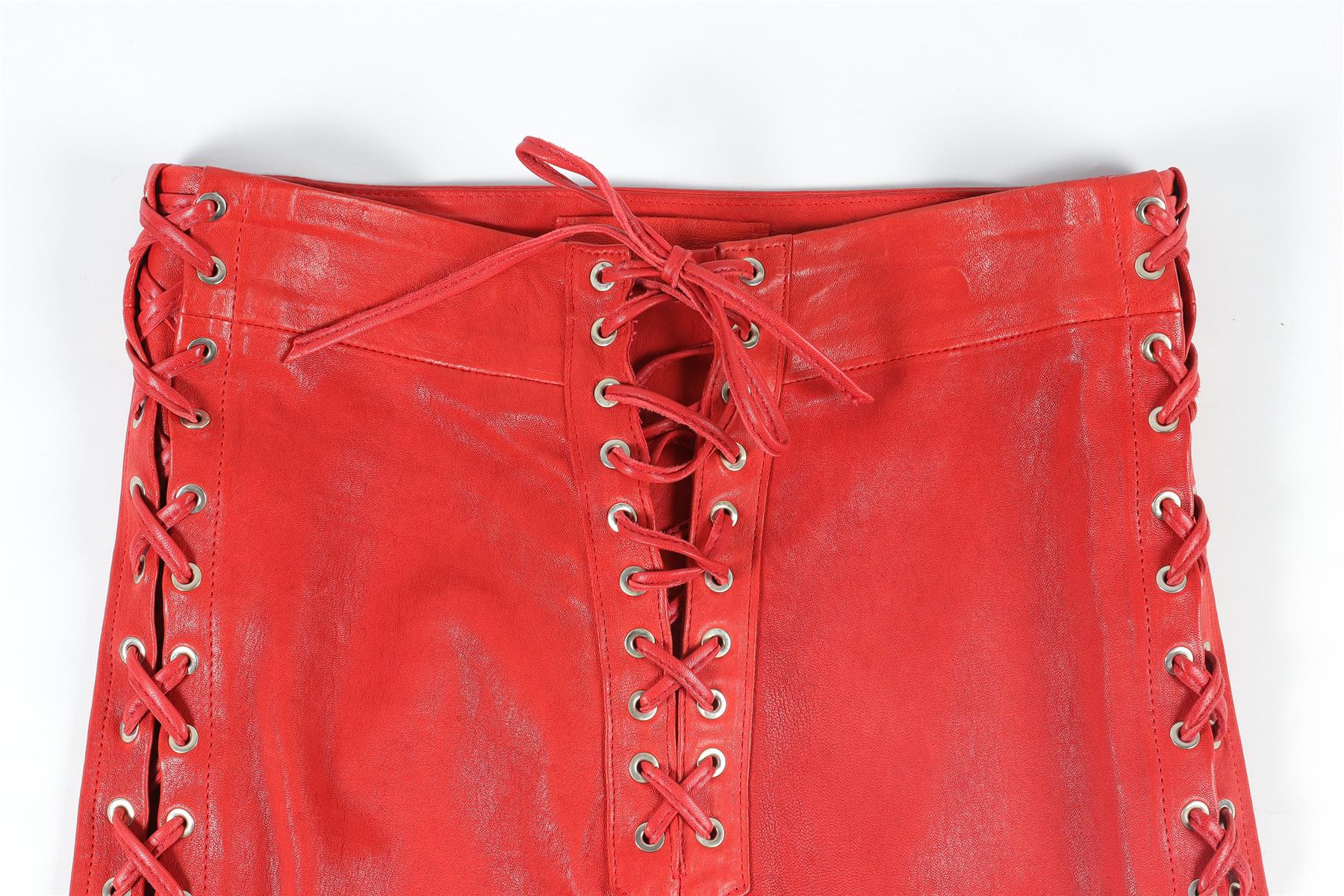 SKIIM RED LEATHER SKINNY PANTS IT 36 UK 4 - Image 3