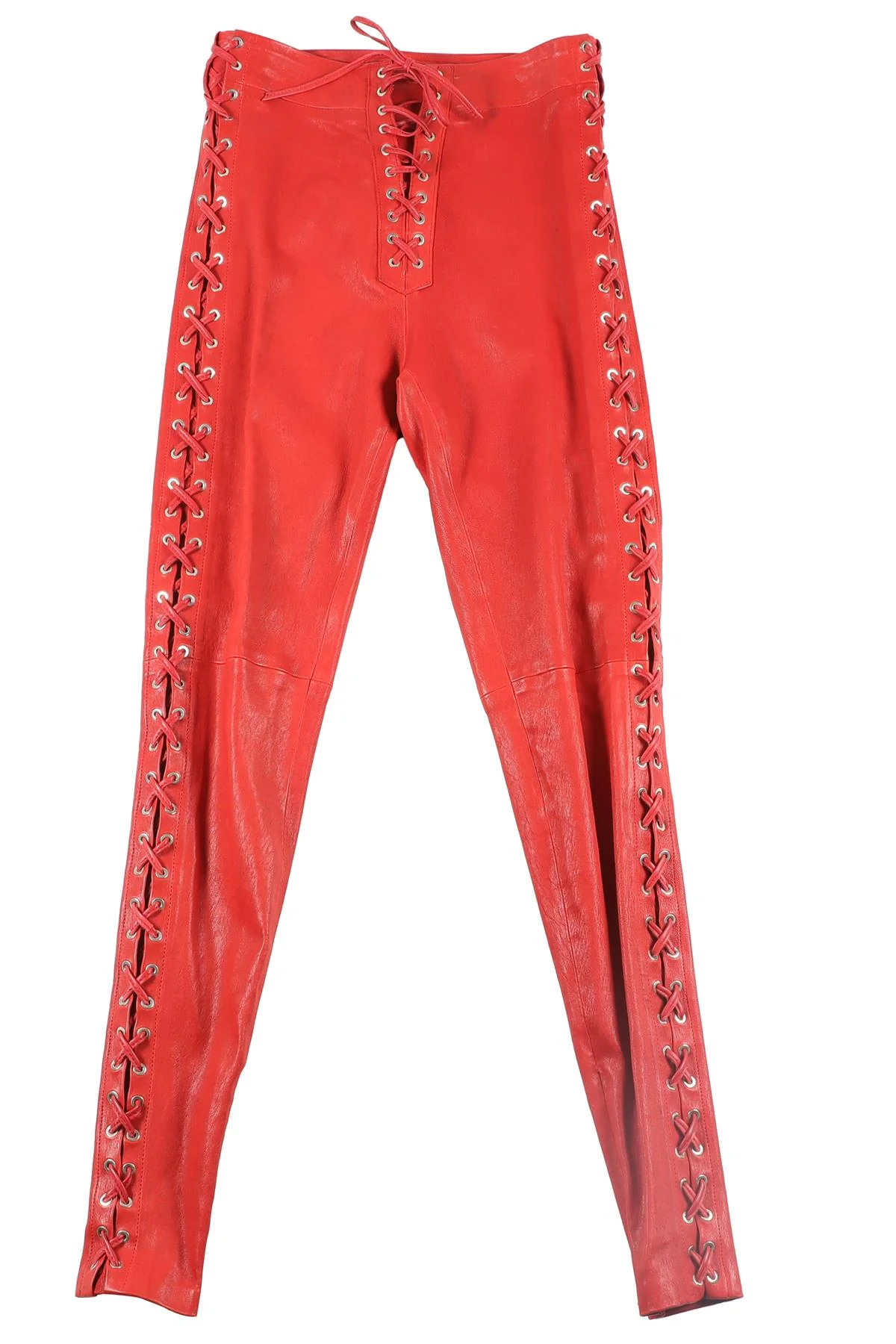 SKIIM RED LEATHER SKINNY PANTS IT 36 UK 4 - Image 6