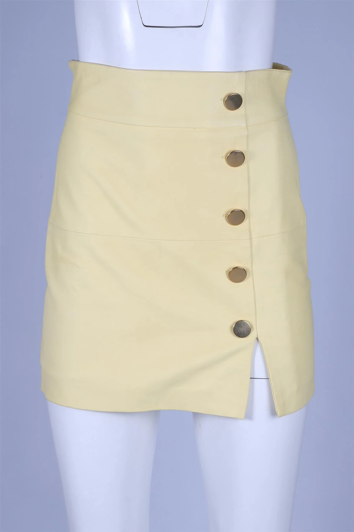 SKIIM YELLOW LEATHER MINI SKIRT FR 36 UK 8 - Image 2