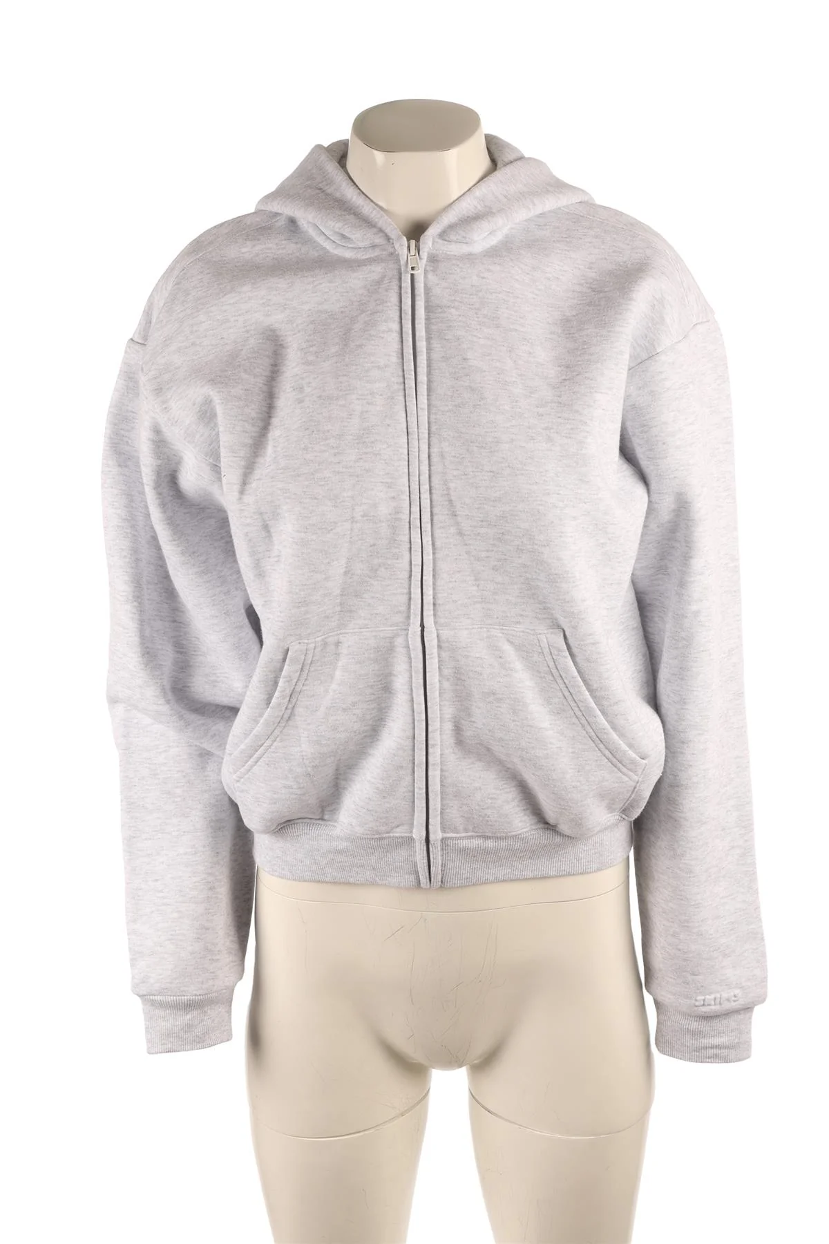 SKIMS GREY COTTON HOODIE SMALL - Image 2