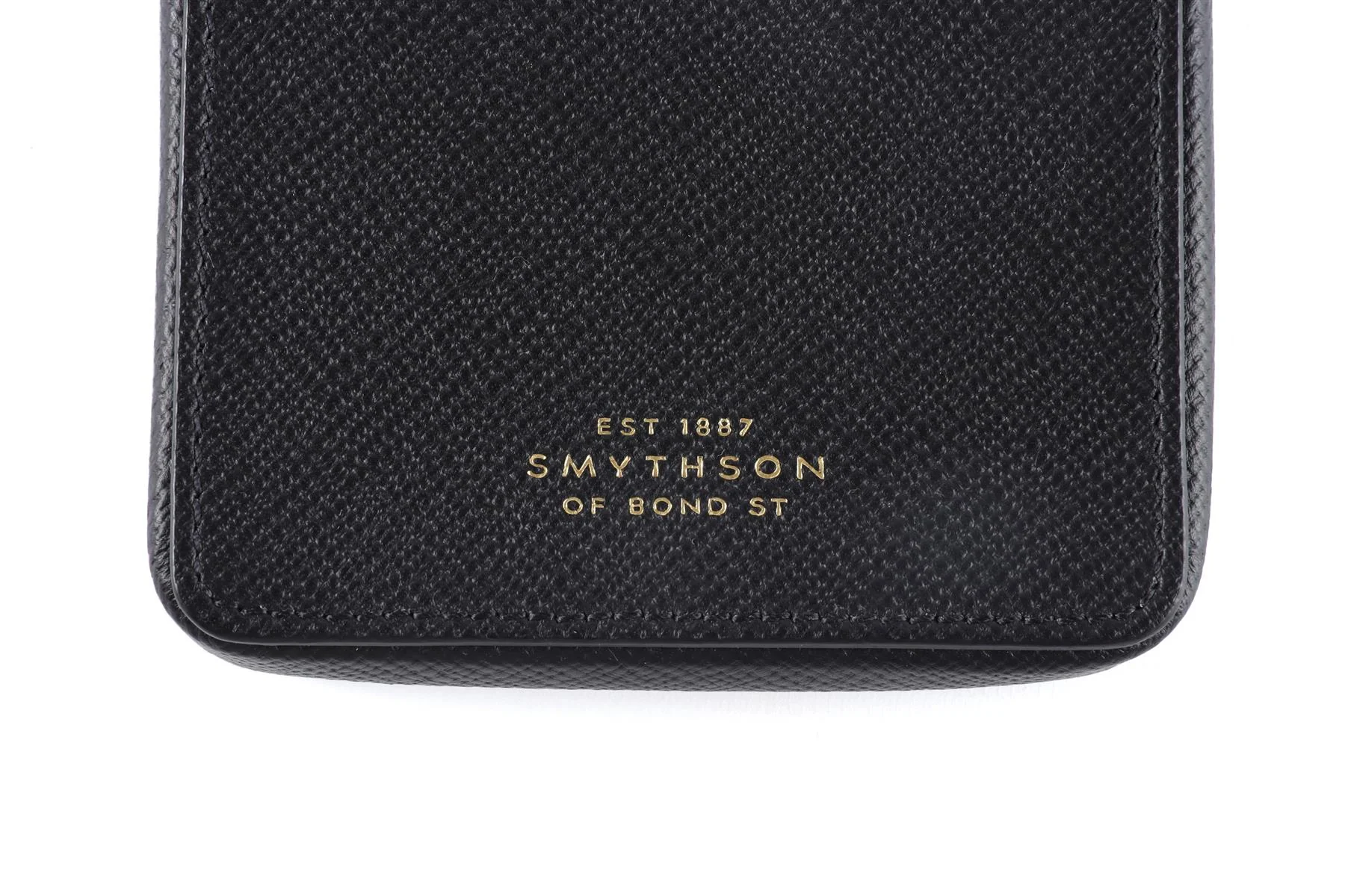 Smythson of Bond Street Black Panama Leather Phone Case - Image 4