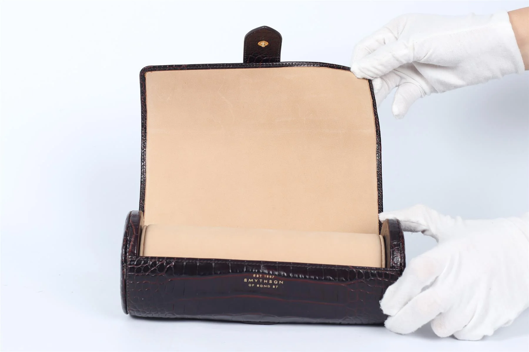 SMYTHSON OF BOND STREET CROC EFFECT LEATHER JEWELLERY CASE - Image 7