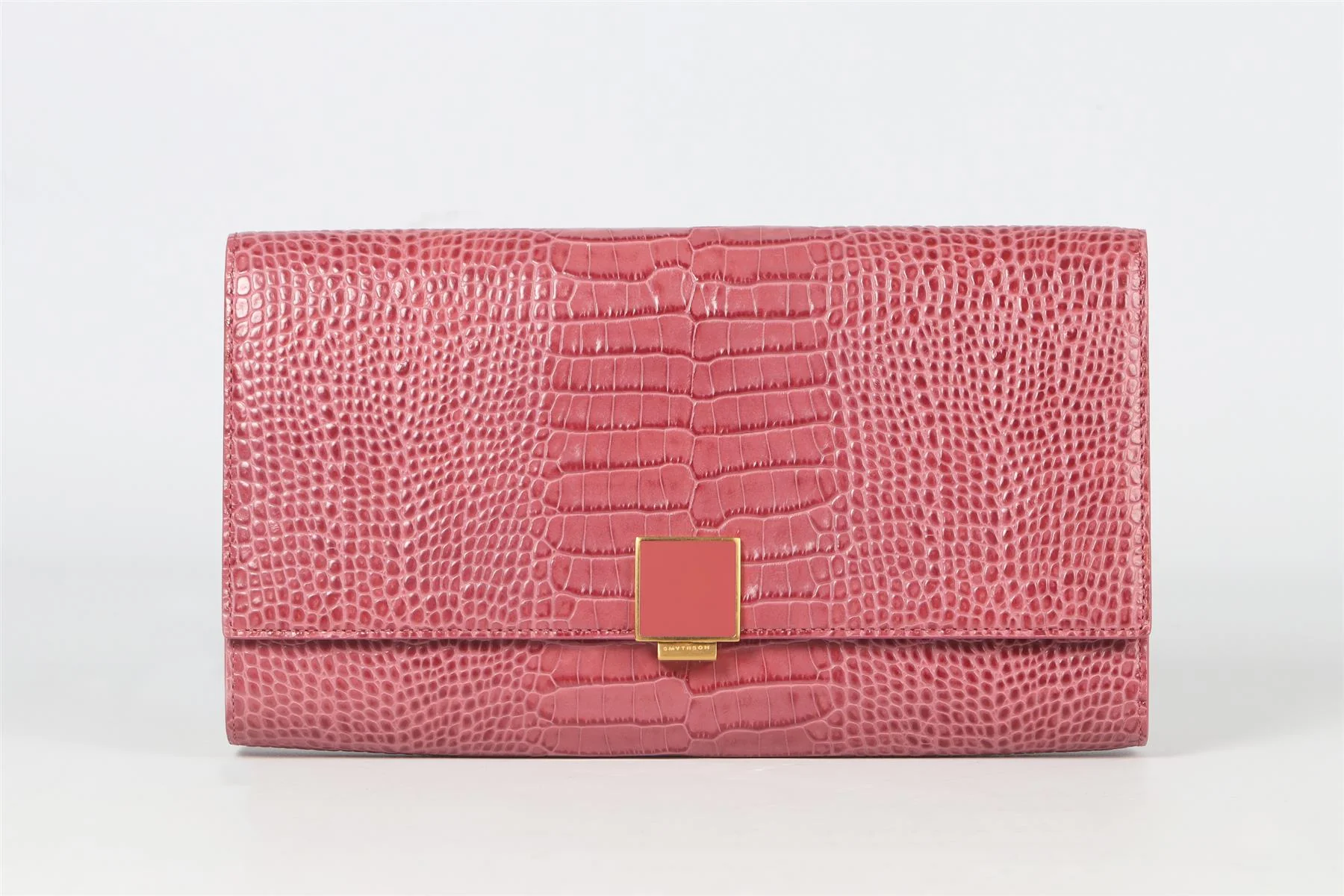 SMYTHSON OF BOND STREET PINK CROC EFFECT LEATHER TRAVEL WALLET - Image 2