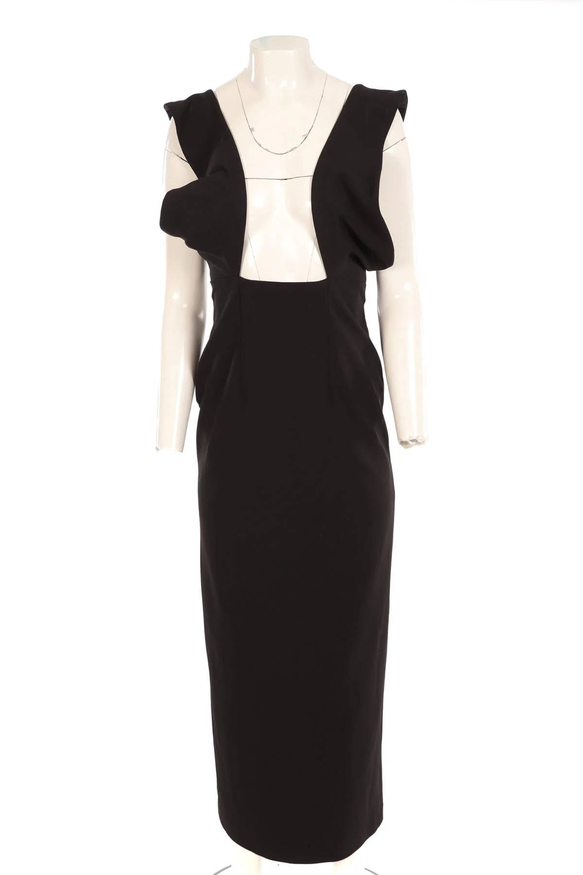 SOLACE LONDON BLACK CREPE MAXI DRESS UK 8 - Image 2