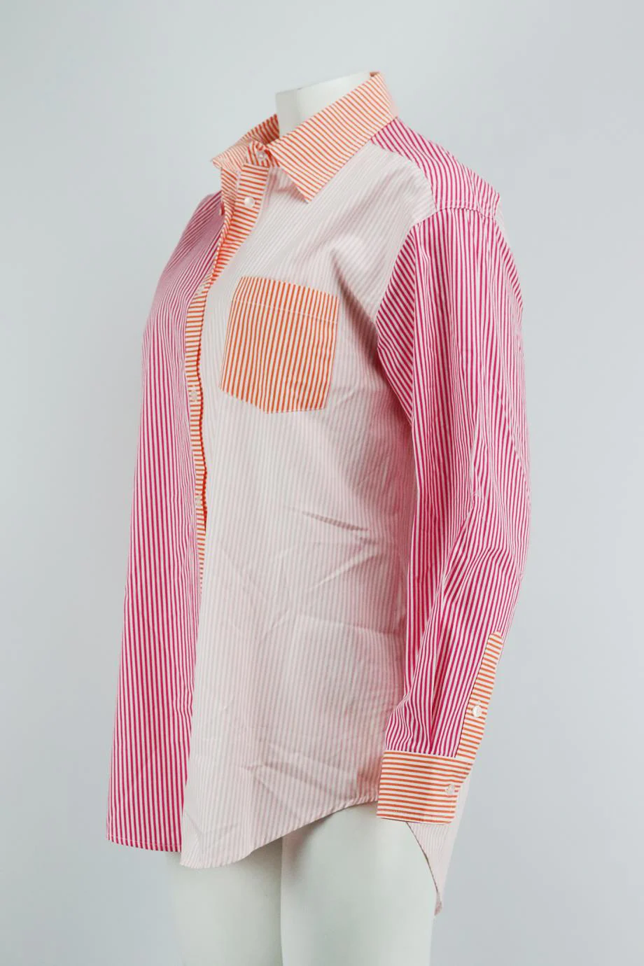 SOLID AND STRIPED OVERSIZED STRIPED COTTON SHIRT SMALL - Image 3