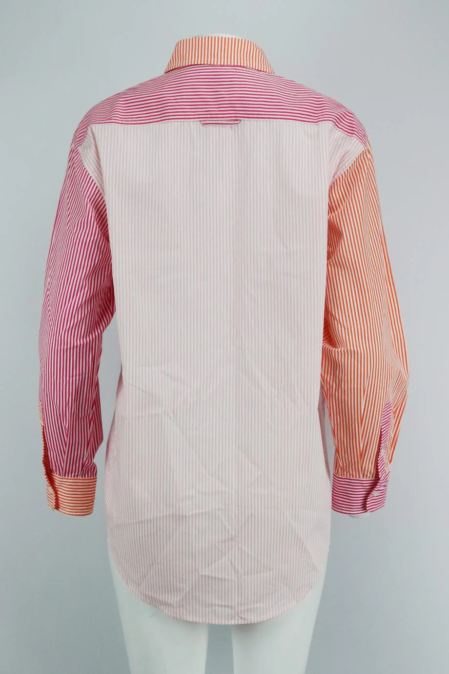 SOLID AND STRIPED OVERSIZED STRIPED COTTON SHIRT SMALL - Image 4