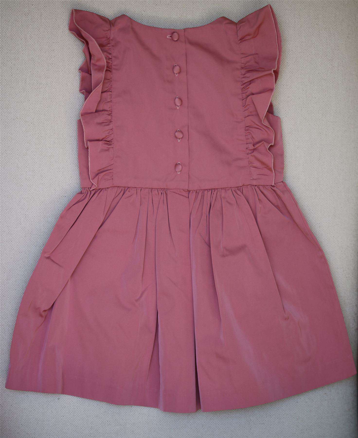 SONIA RYKIEL PARIS GIRLS DUSKY PINK RUFFLE SATIN TAFFETA DRESS 2 YEARS - Image 4