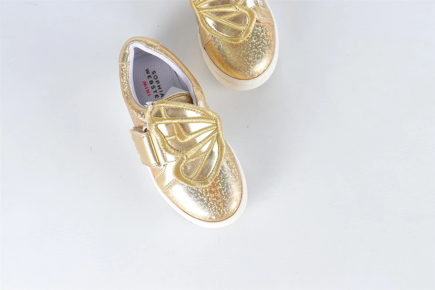 SOPHIA WEBSTER GOLD KIDS GIRLS LEATHER SNEAKERS EU 25 UK 8 US 9 - Image 4