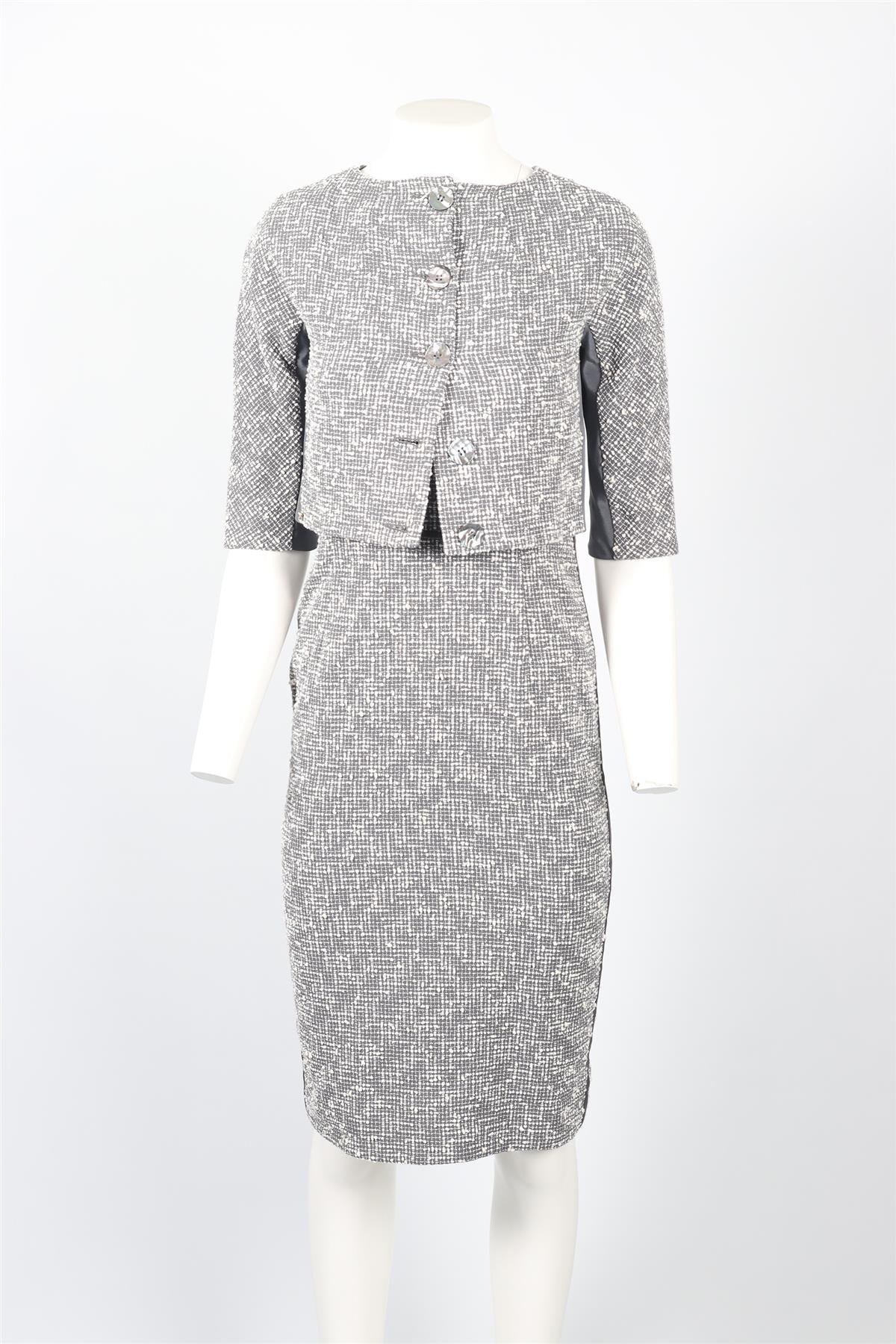 SPORTMAX GREY COTTON MIDI DRESS AND JACKET SET UK 6 - Image 2