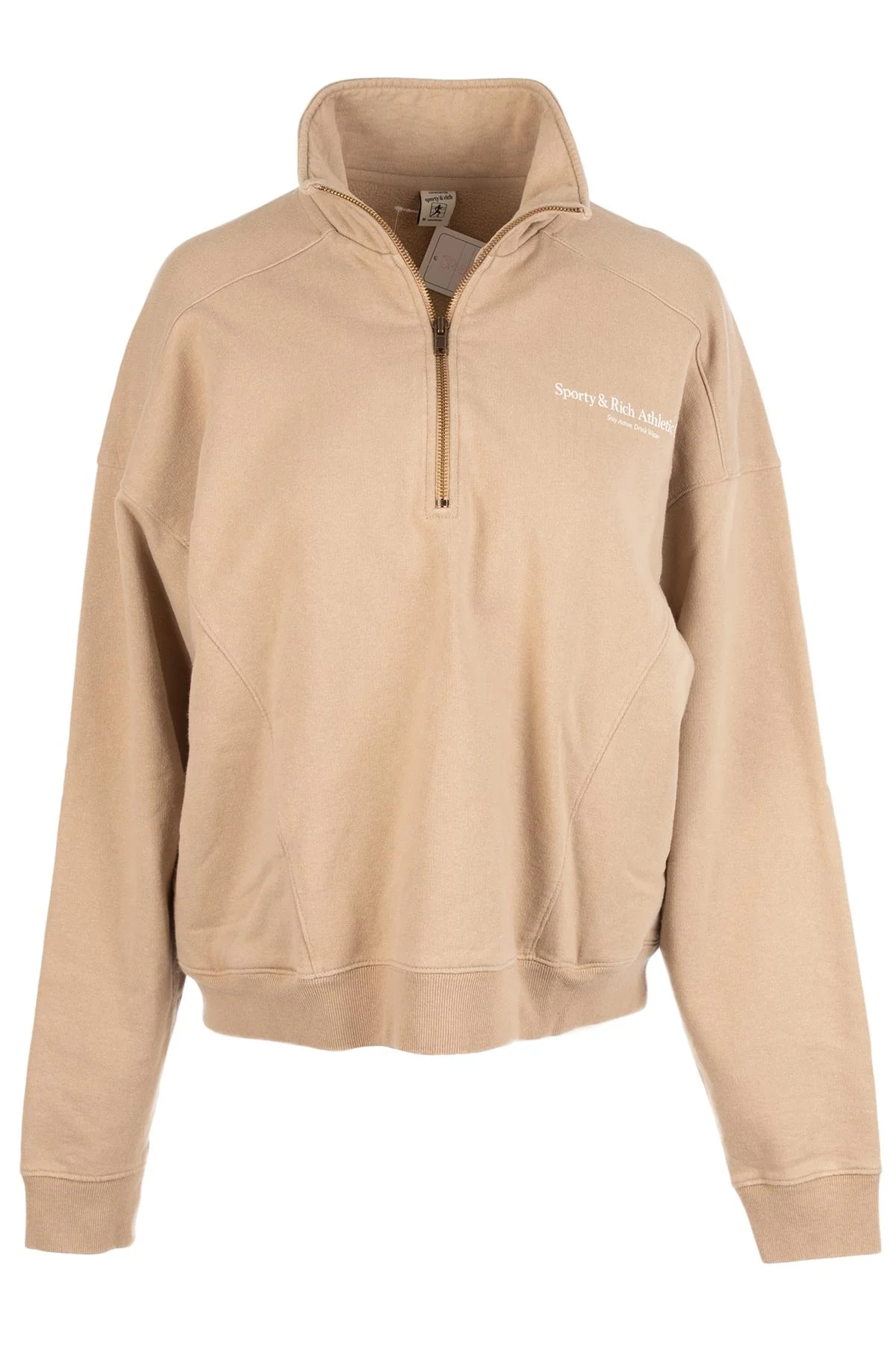 SPORTY & RICH BEIGE COTTON SWEATSHIRT MEDIUM