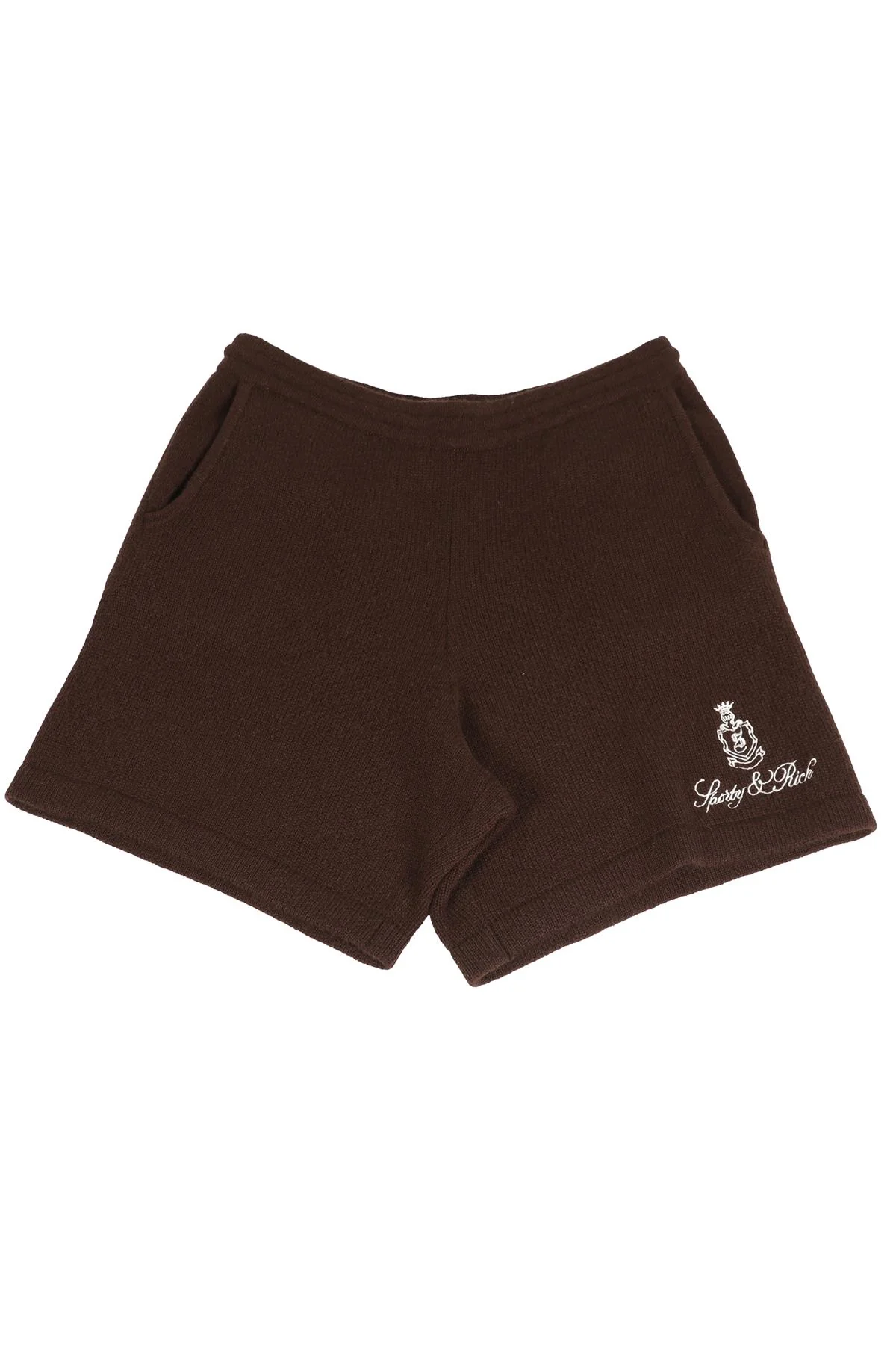 SPORTY & RICH BROWN CASHMERE SHORTS MEDIUM