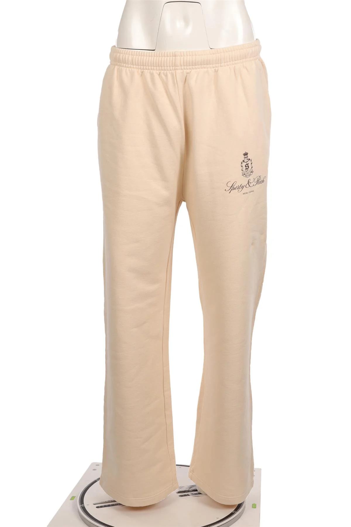 SPORTY & RICH CREAM COTTON TRACK PANTS LARGE - Image 2