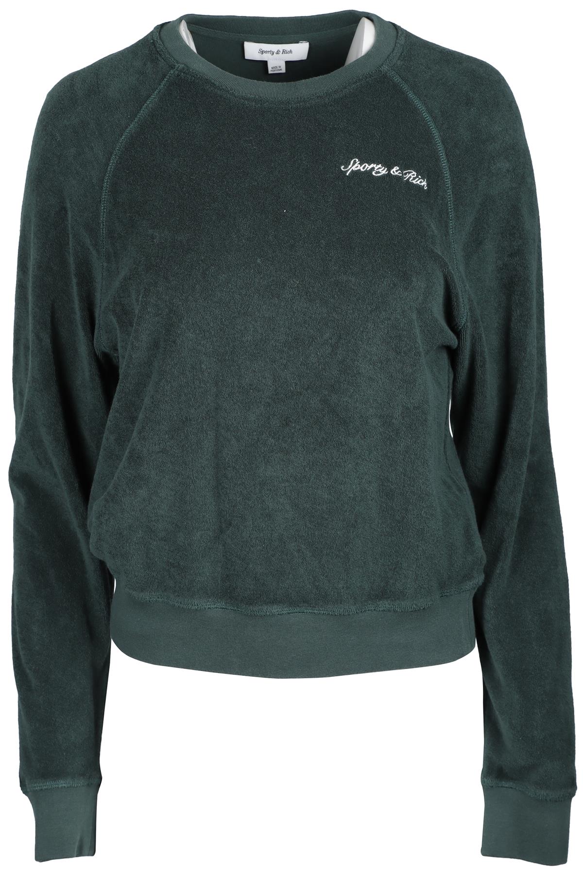 SPORTY & RICH GREEN COTTON SWEATSHIRT XSMALL