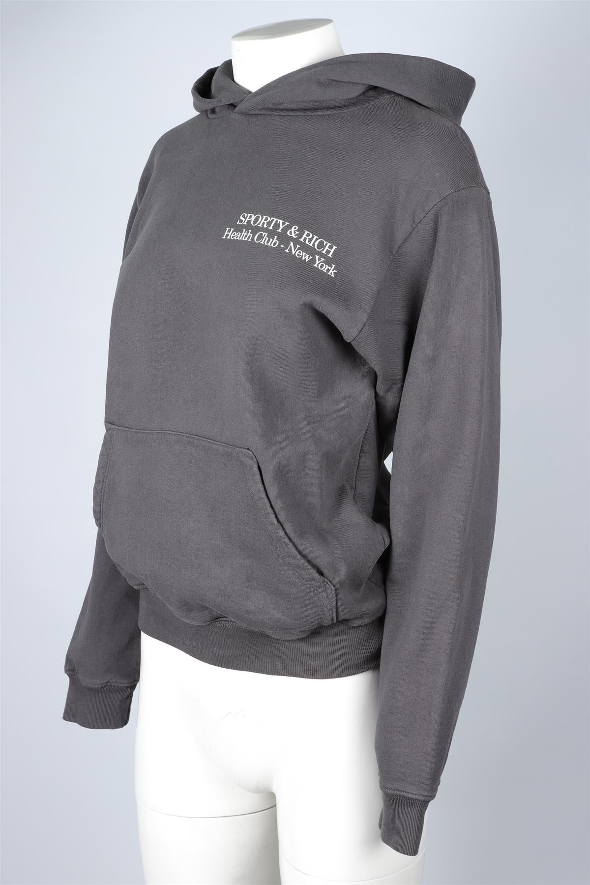 SPORTY & RICH GREY COTTON HOODIE - Image 3