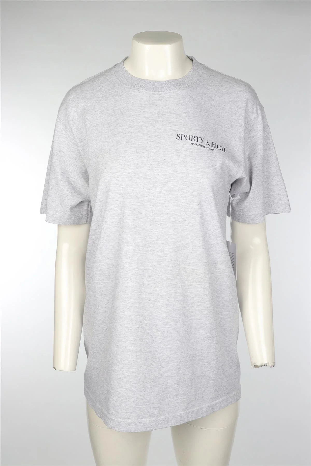 SPORTY & RICH GREY COTTON T-SHIRT MEDIUM - Image 2