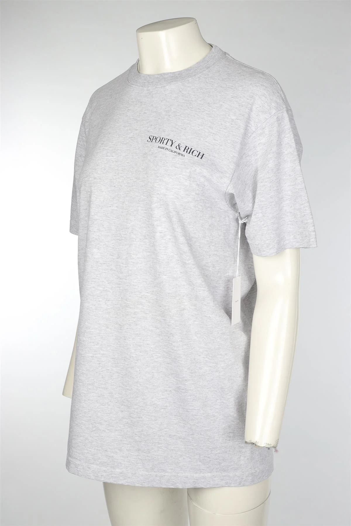 SPORTY & RICH GREY COTTON T-SHIRT MEDIUM - Image 3
