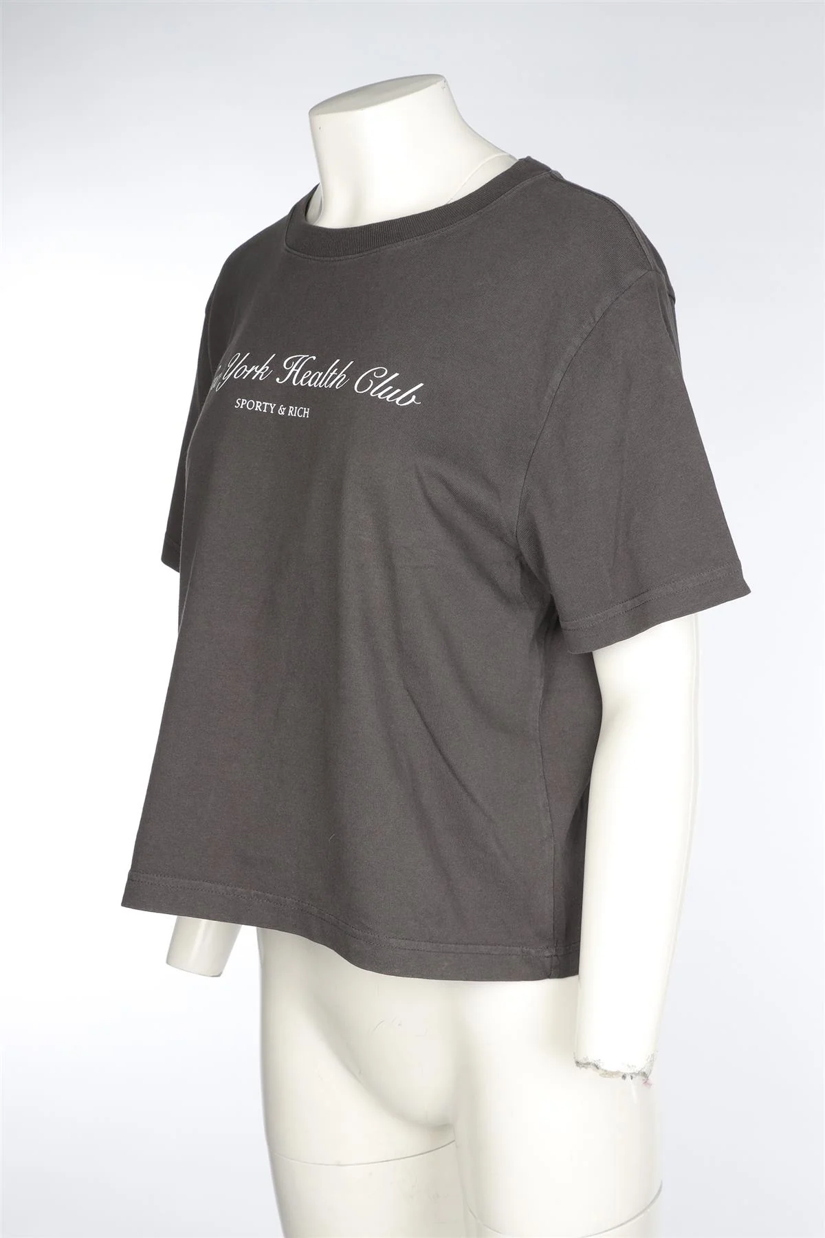 SPORTY & RICH GREY COTTON T-SHIRT MEDIUM - Image 3