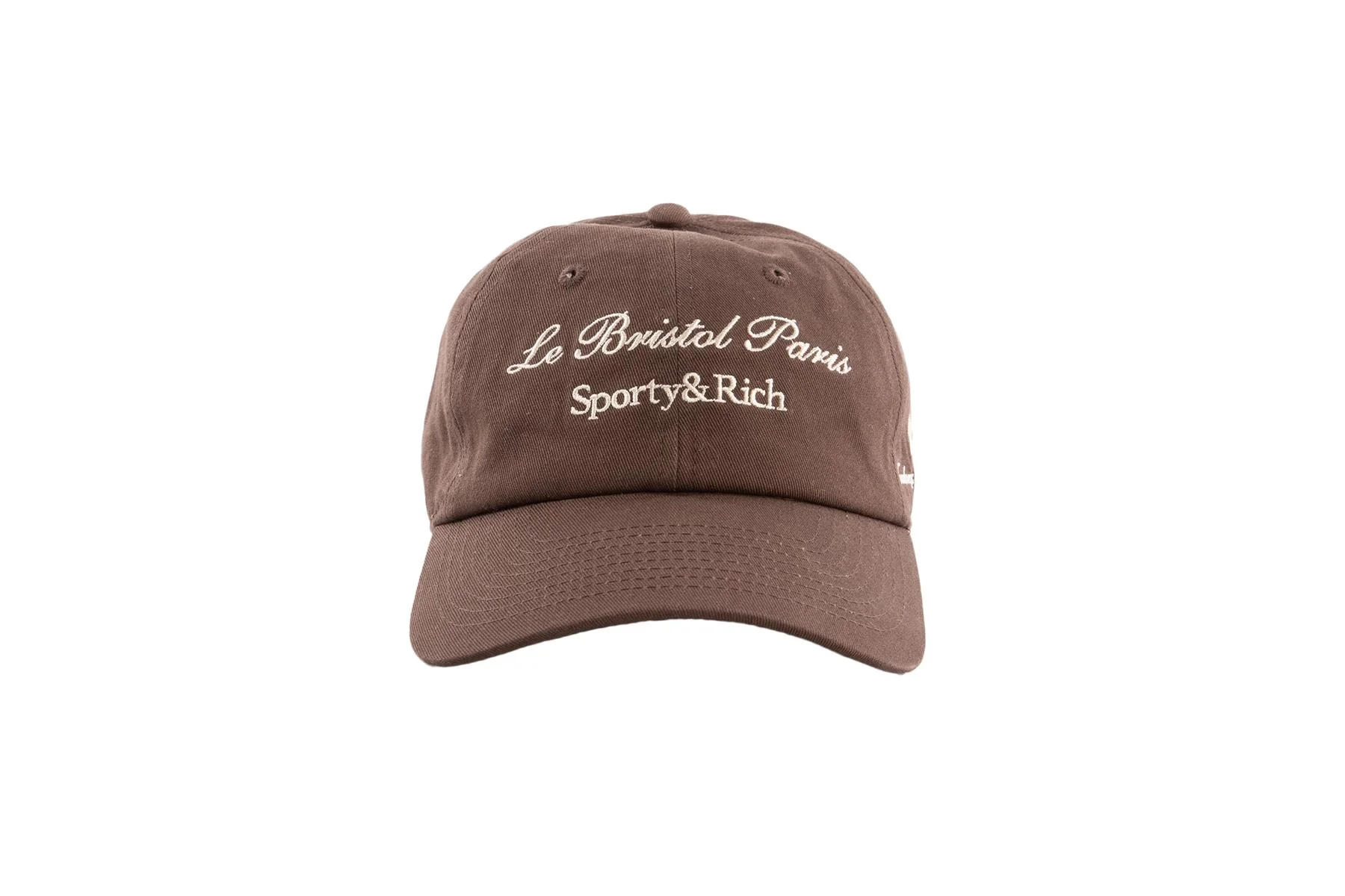 SPORTY & RICH + LE BRISTOL PARIS BROWN COTTON BASEBALL CAP ONE SIZE - Image 3