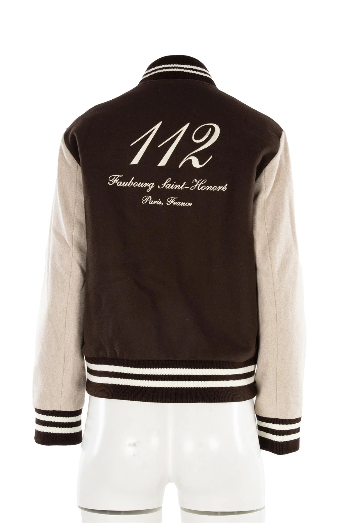 SPORTY & RICH + LE BRISTOL PARIS BROWN WOOL BOMBER JACKET MEDIUM - Image 4
