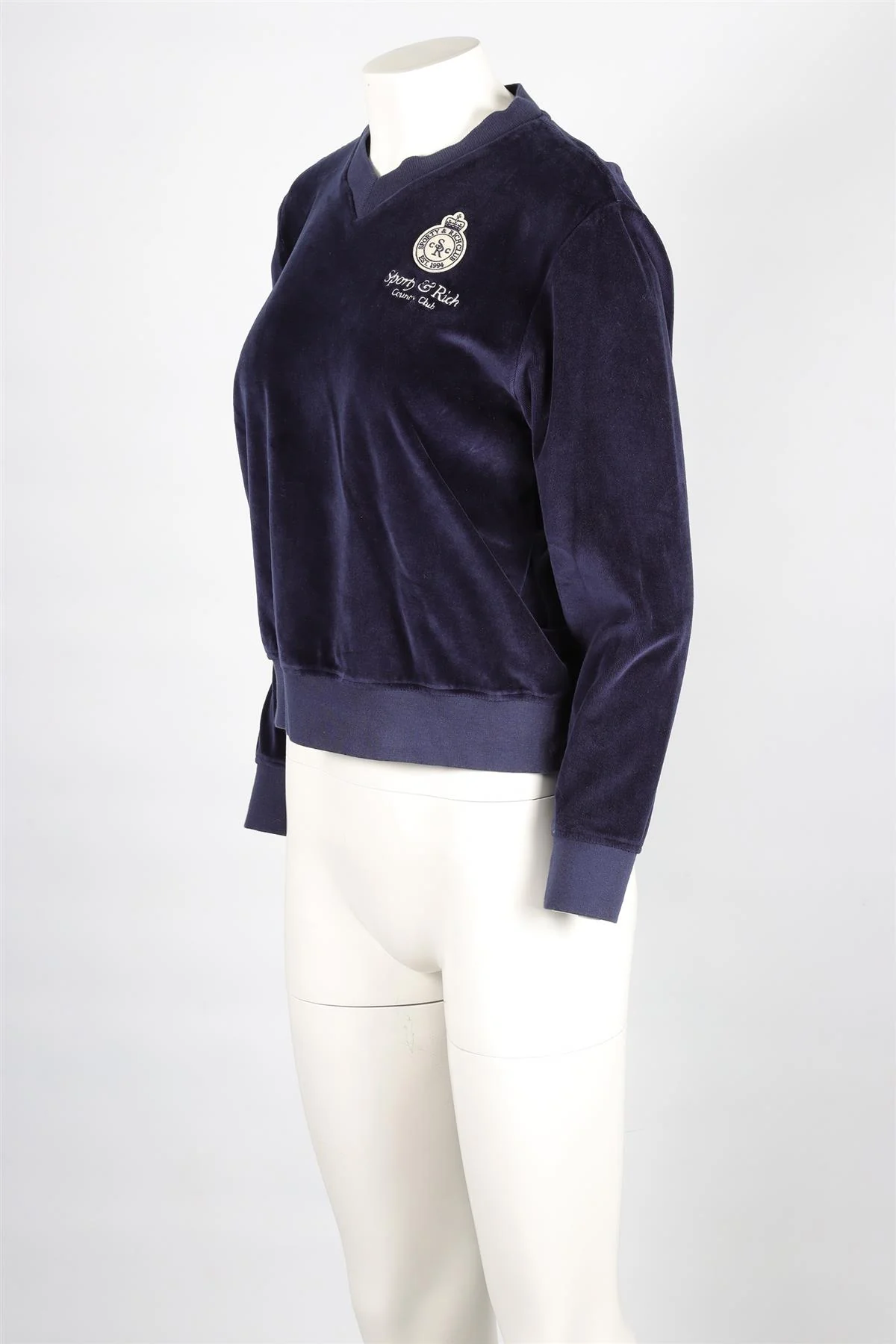 SPORTY & RICH NAVY VELVET SWEATSHIRT XSMALL - Image 3