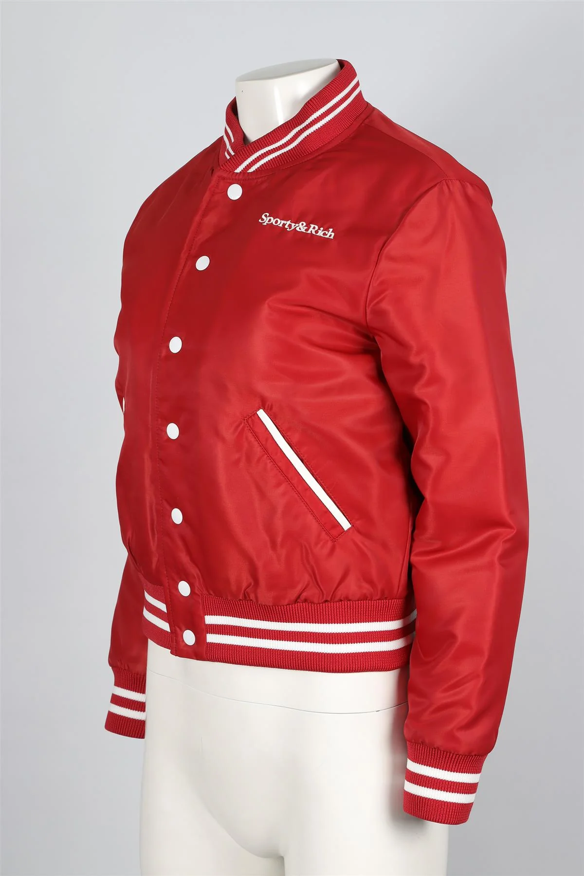 SPORTY & RICH RED SHELL BOMBER JACKET SMALL - Image 3