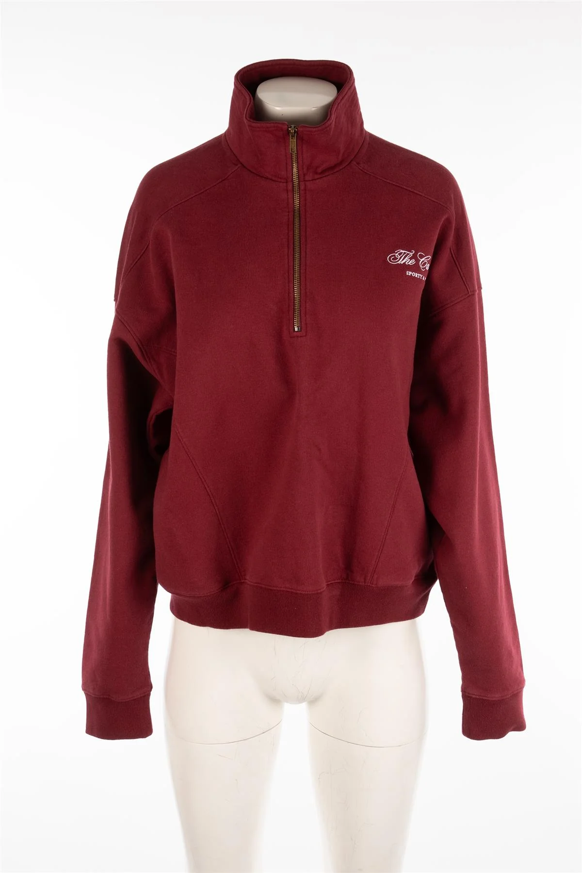 SPORTY & RICH + THE CARLYLE BURGUNDY COTTON SWEATSHIRT MEDIUM - Image 2