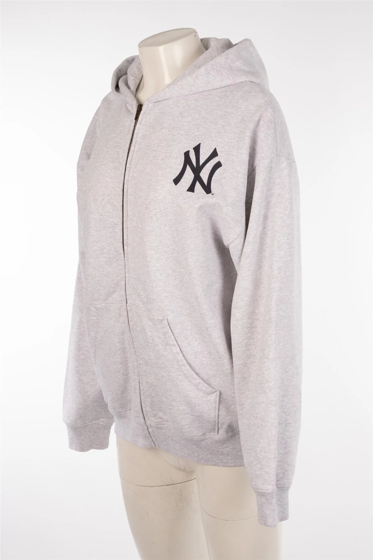 SPORTY & RICH + YANKEES GREY COTTON HOODIE MEDIUM - Image 3