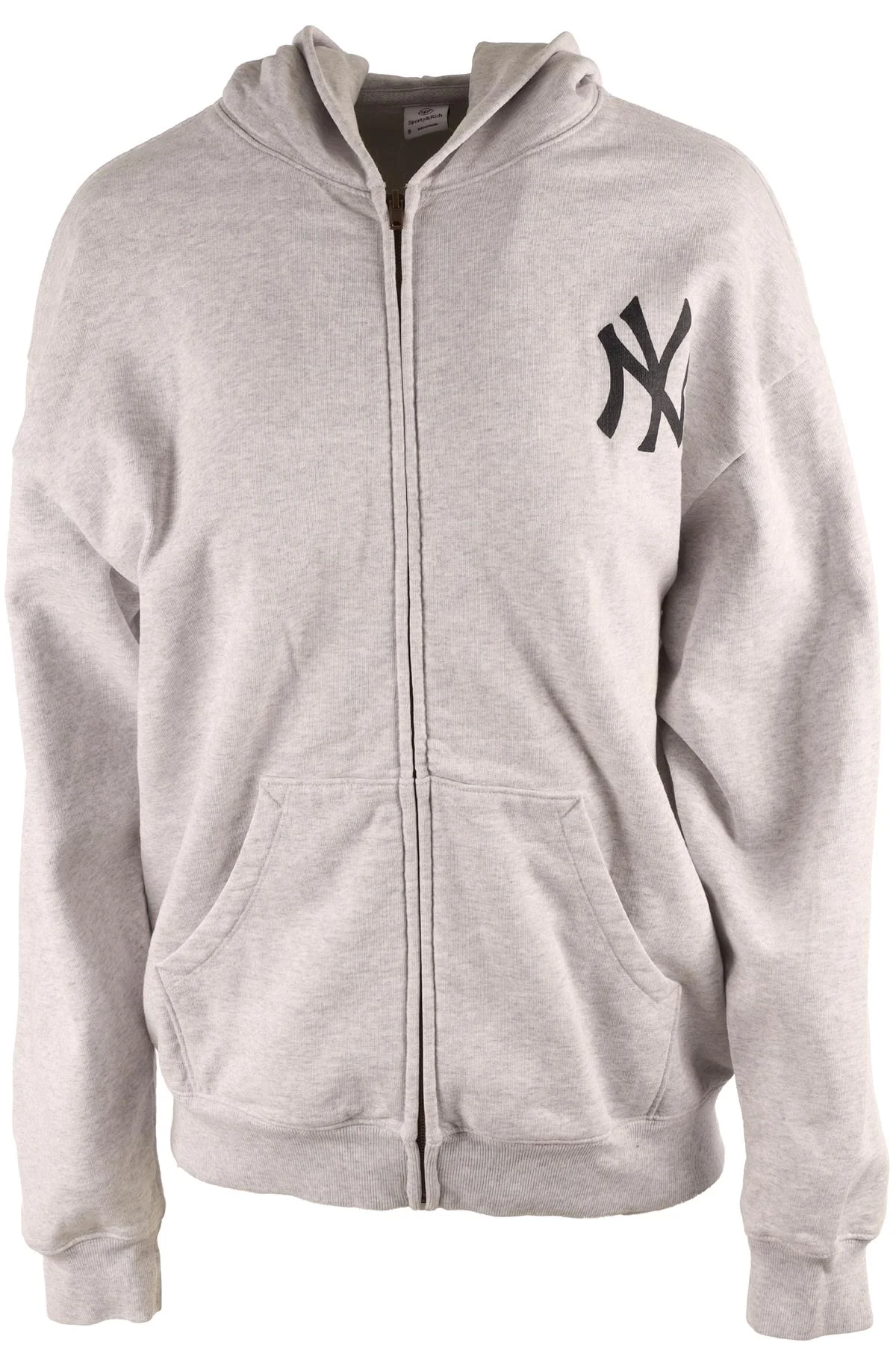 SPORTY & RICH + YANKEES GREY COTTON HOODIE SMALL