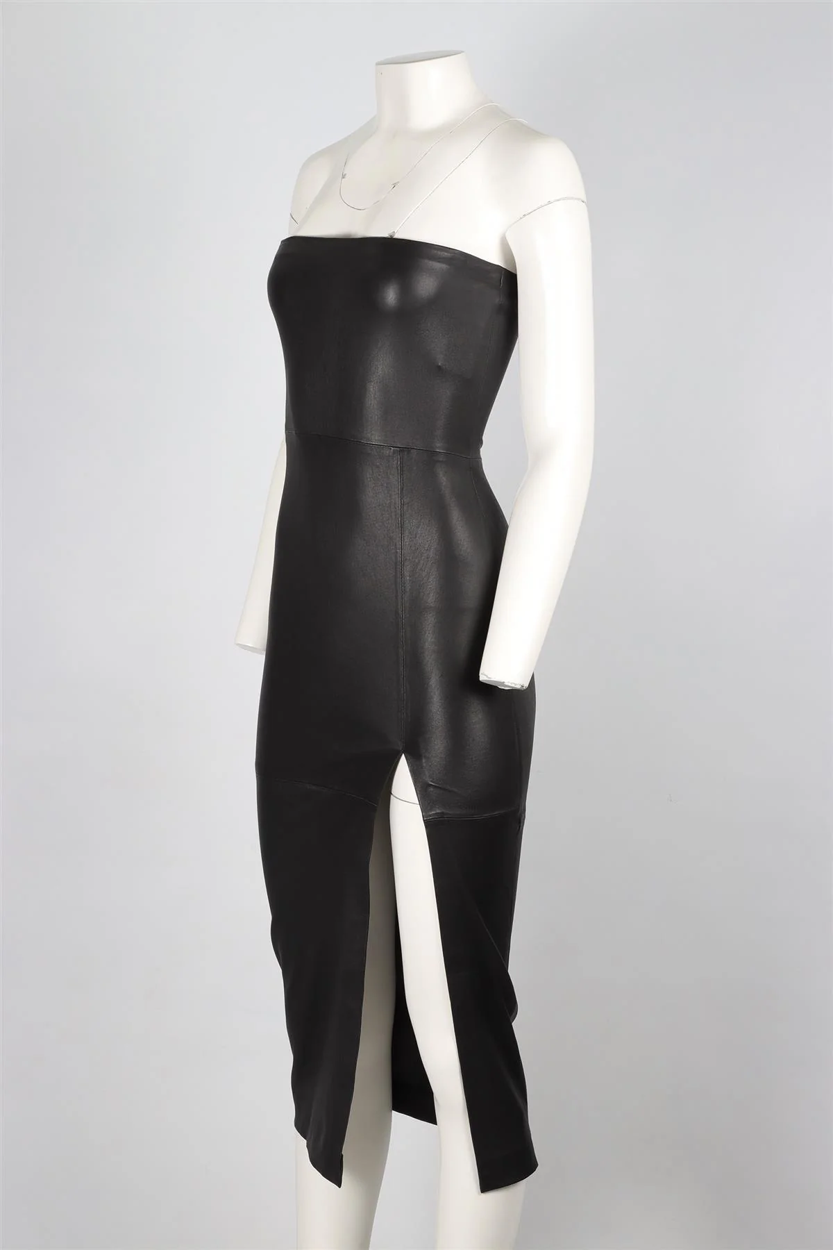 SPRWMN BLACK LEATHER MIDI DRESS XSMALL - Image 3