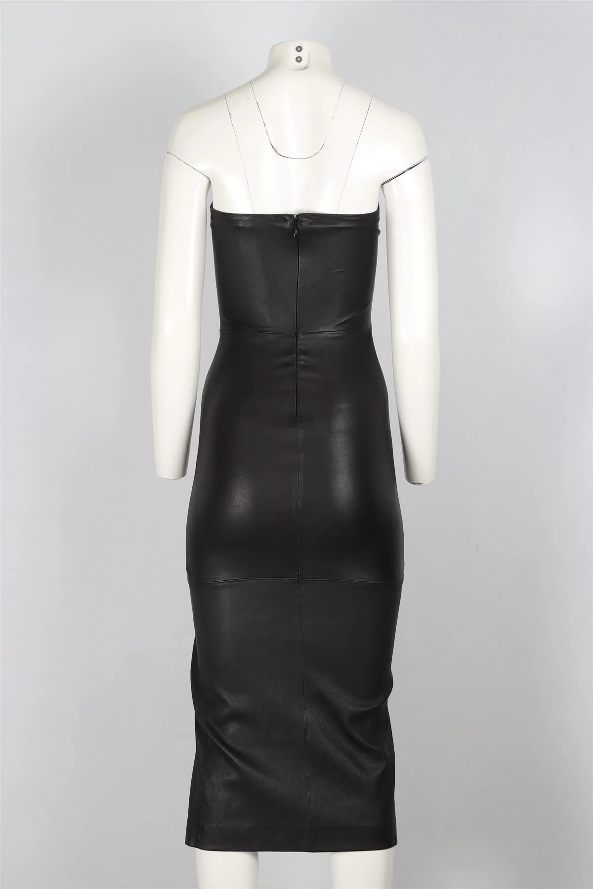 SPRWMN BLACK LEATHER MIDI DRESS XSMALL - Image 4