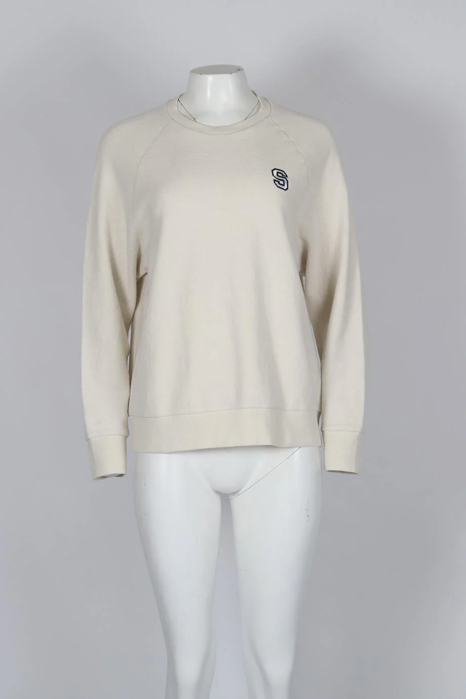 SPRWMN EMBROIDERED FLEECE SWEATSHIRT SMALL - Image 2