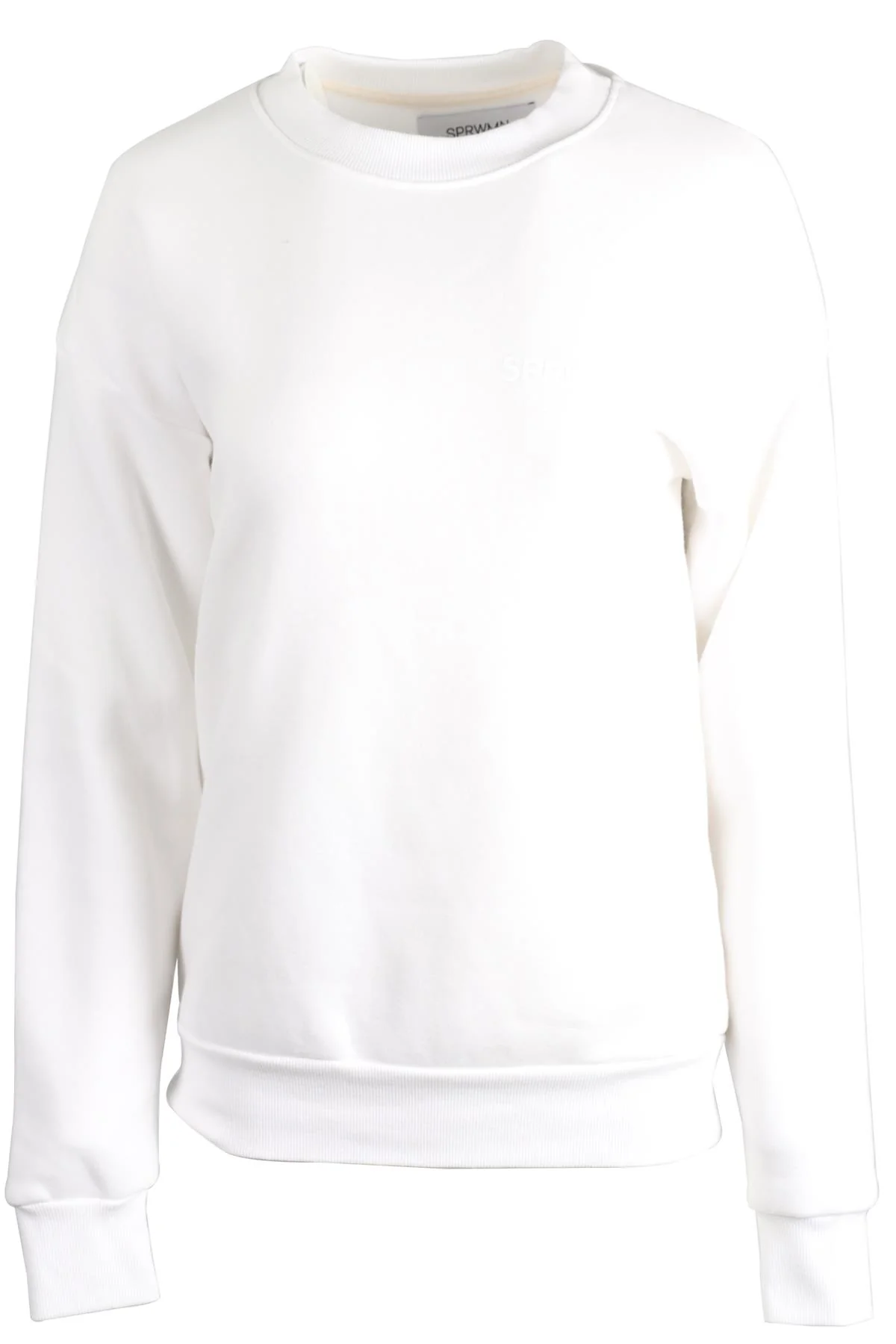 SPRWMN WHITE COTTON BLEND SWEATSHIRT XSMALL