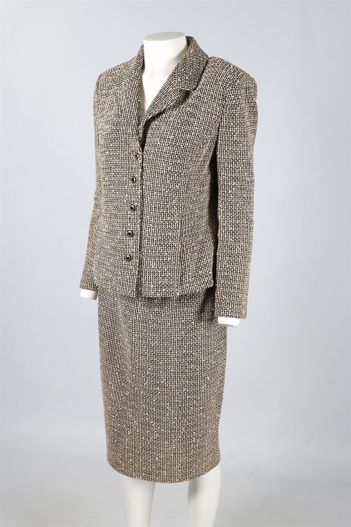 ST JOHN COLLECTION TAN WOOL SKIRT SUIT US 8 UK 12 - Image 3